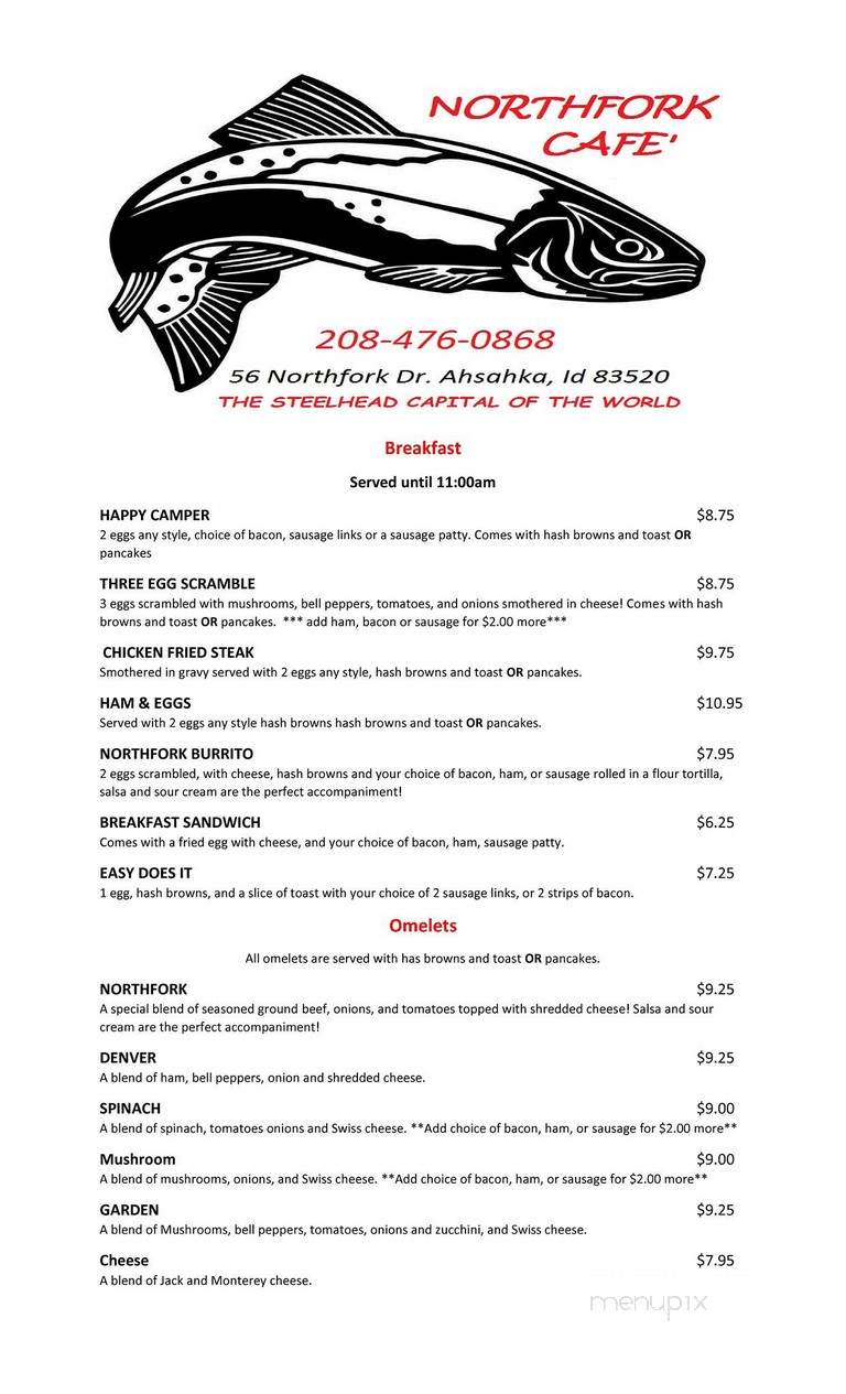 Northfork Cafe - Ahsahka, ID menu_pic