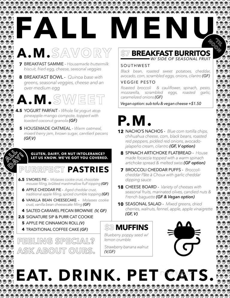 Sip & Purr Cat Cafe - Milwaukee, WI menu_pic