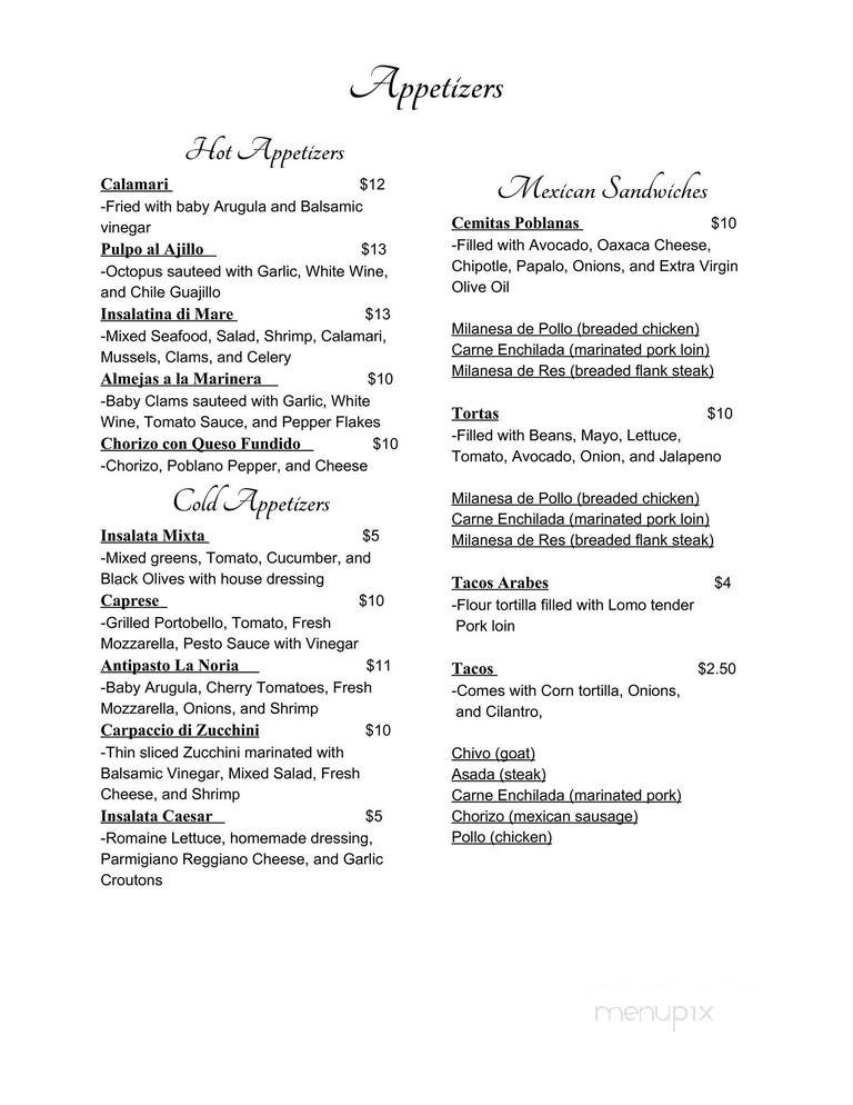 La Noria Bistro - Detroit, MI menu_pic