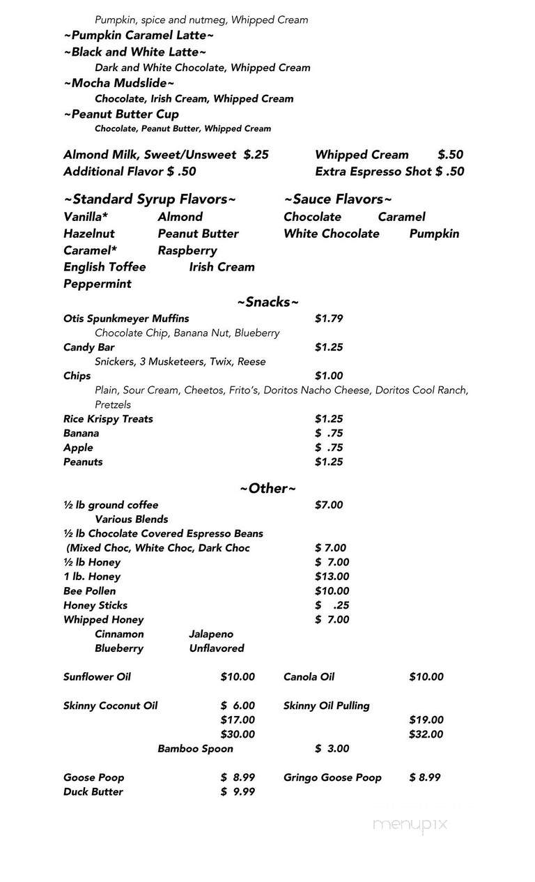 Junk N Java - Kokomo, IN menu_pic