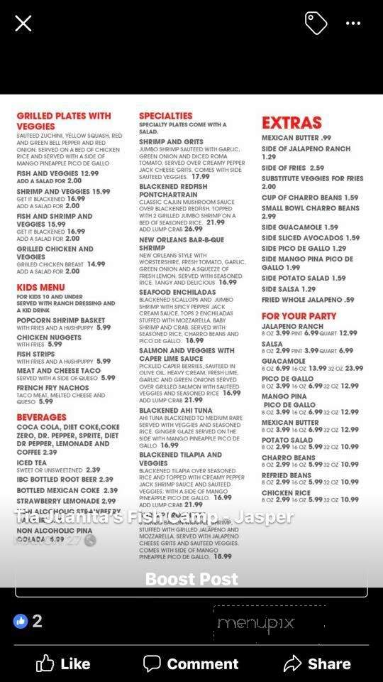 Tia Juanita's Fish Camp - Jasper, TX menu_pic