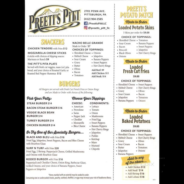 Preeti's PiTT - Pittsburgh, PA menu_pic