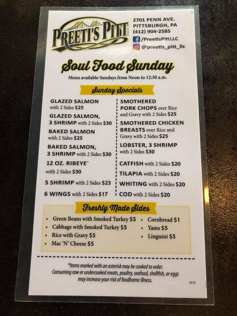 Preeti's PiTT - Pittsburgh, PA menu_pic