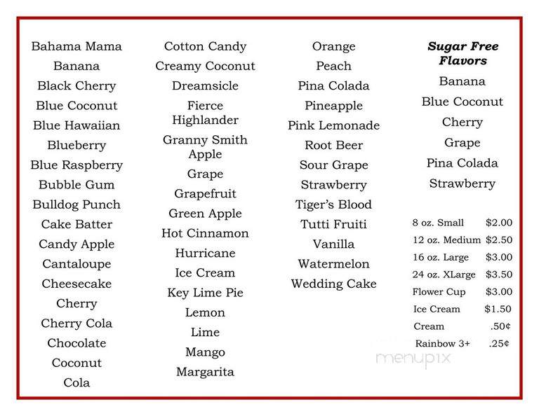 Southern Shaved Ice - Brighton, MI menu_pic
