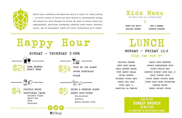 30hop - Cedar Rapids, IA menu_pic