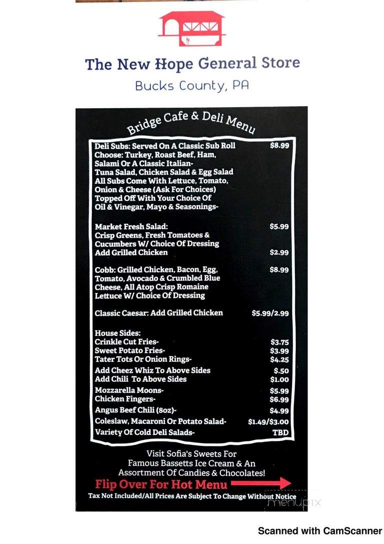 The New Hope General Store - New Hope, PA menu_pic