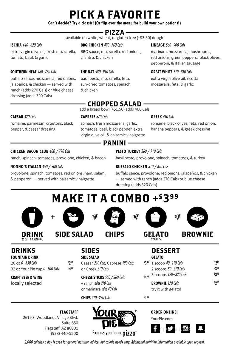 Your Pie - Flagstaff, AZ menu_pic