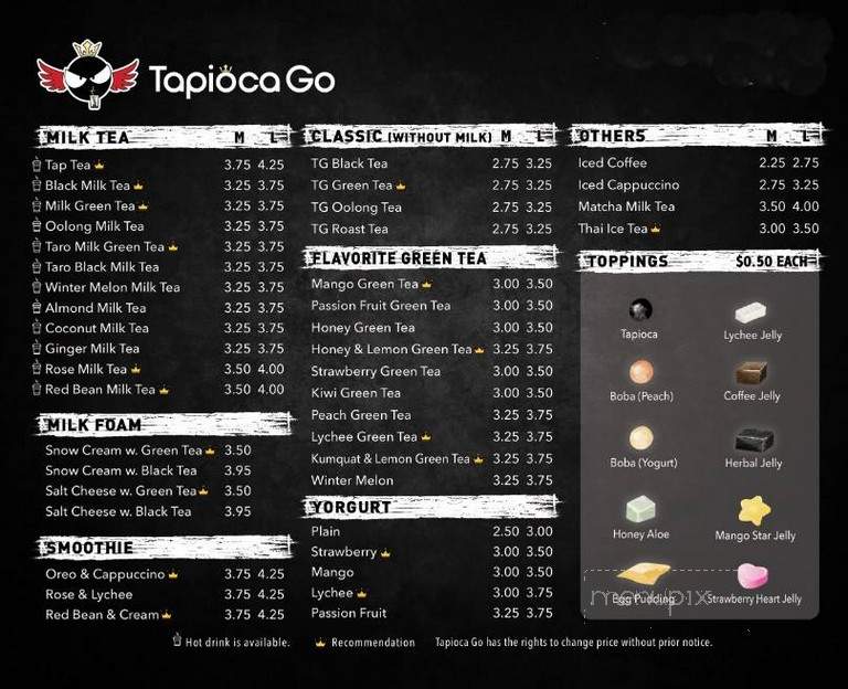 Tapioca Go - Chesapeake, VA menu_pic