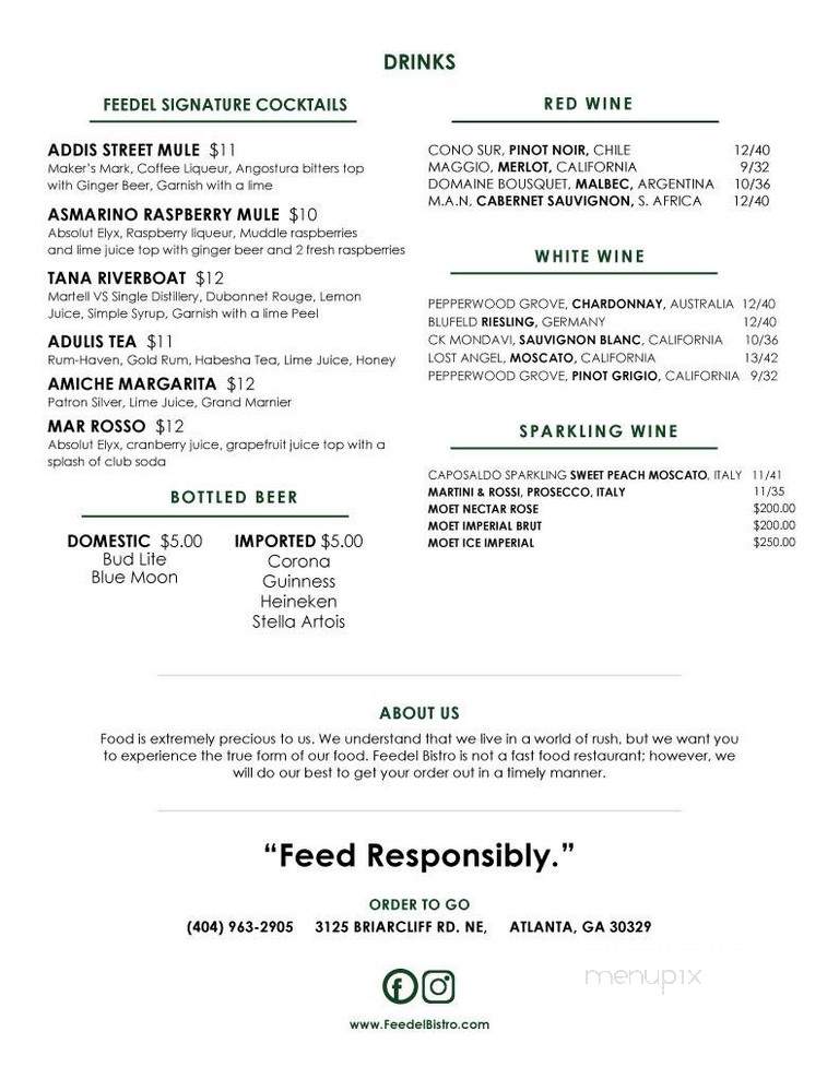 Feedel Bistro - Atlanta, GA menu_pic