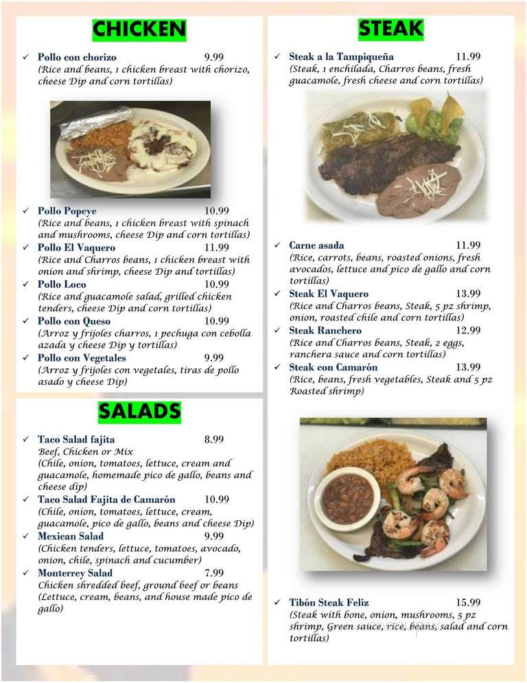 El Vaquero Mexican Grill - Wichita, KS menu_pic
