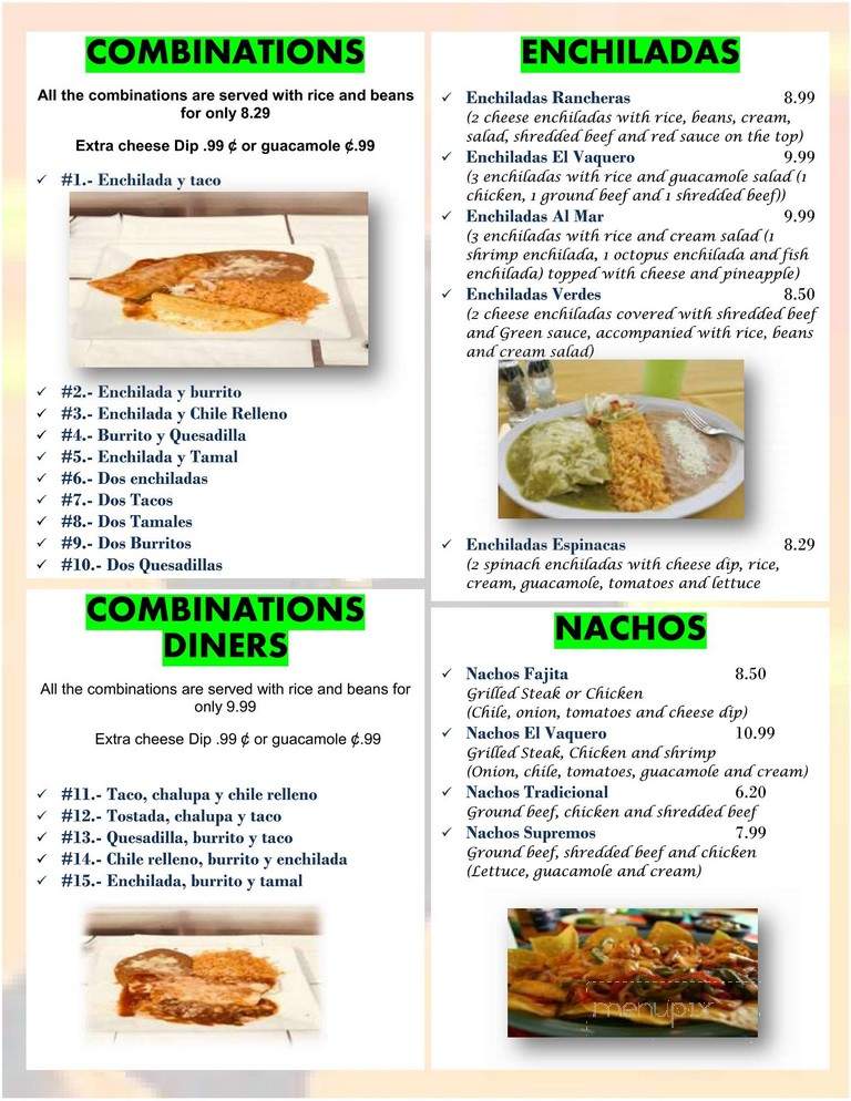 El Vaquero Mexican Grill - Wichita, KS menu_pic