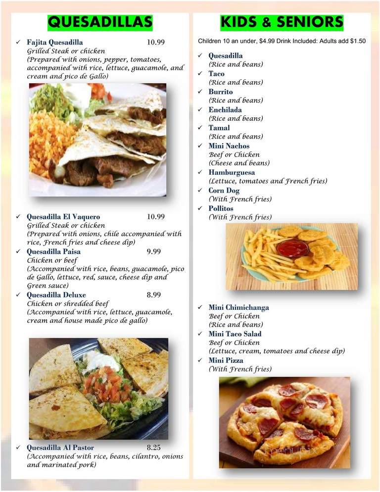El Vaquero Mexican Grill - Wichita, KS menu_pic