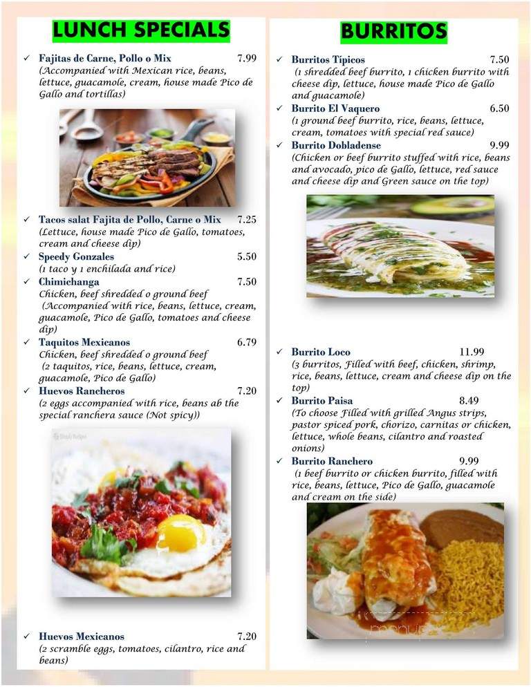 El Vaquero Mexican Grill - Wichita, KS menu_pic