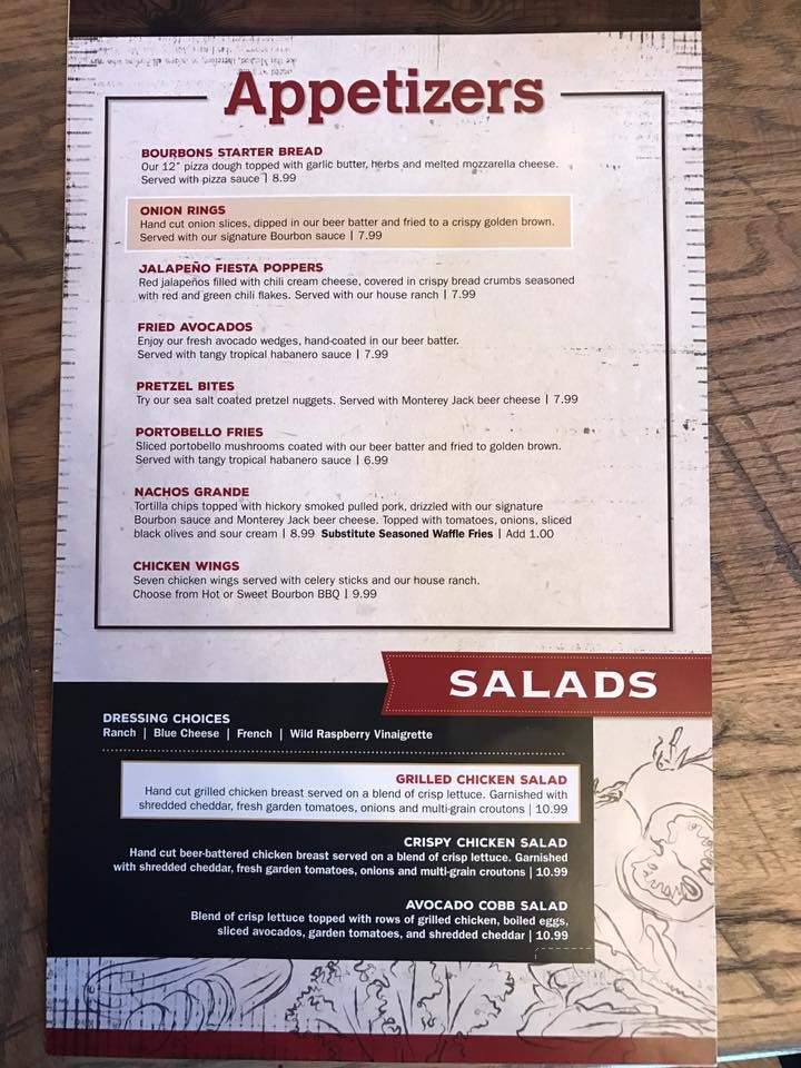 Bourbons Bar and Grill - Coal Valley, IL menu_pic