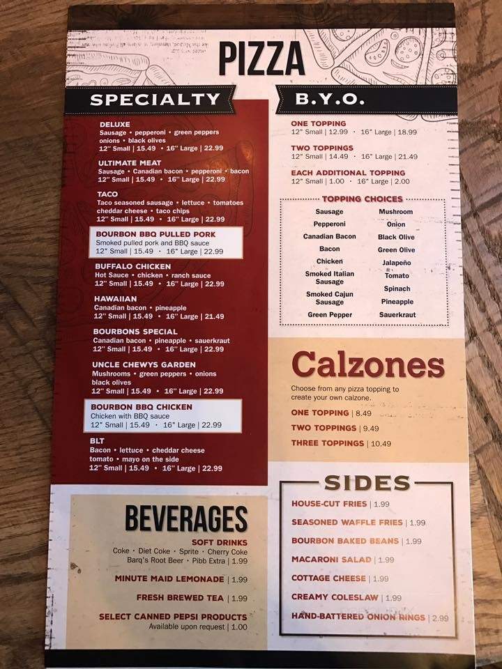 Bourbons Bar and Grill - Coal Valley, IL menu_pic