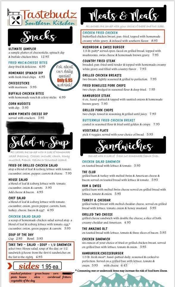 Tastebudz - Newport, TN menu_pic