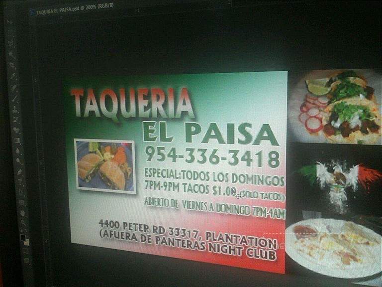 Taqueria El Paisa - Fort Lauderdale, FL menu_pic