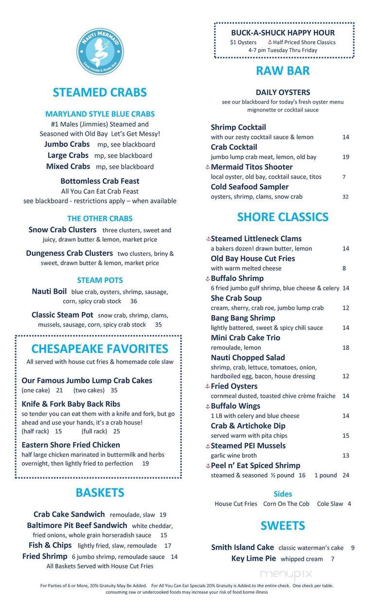 Nauti Mermaid - Philadelphia, PA menu_pic