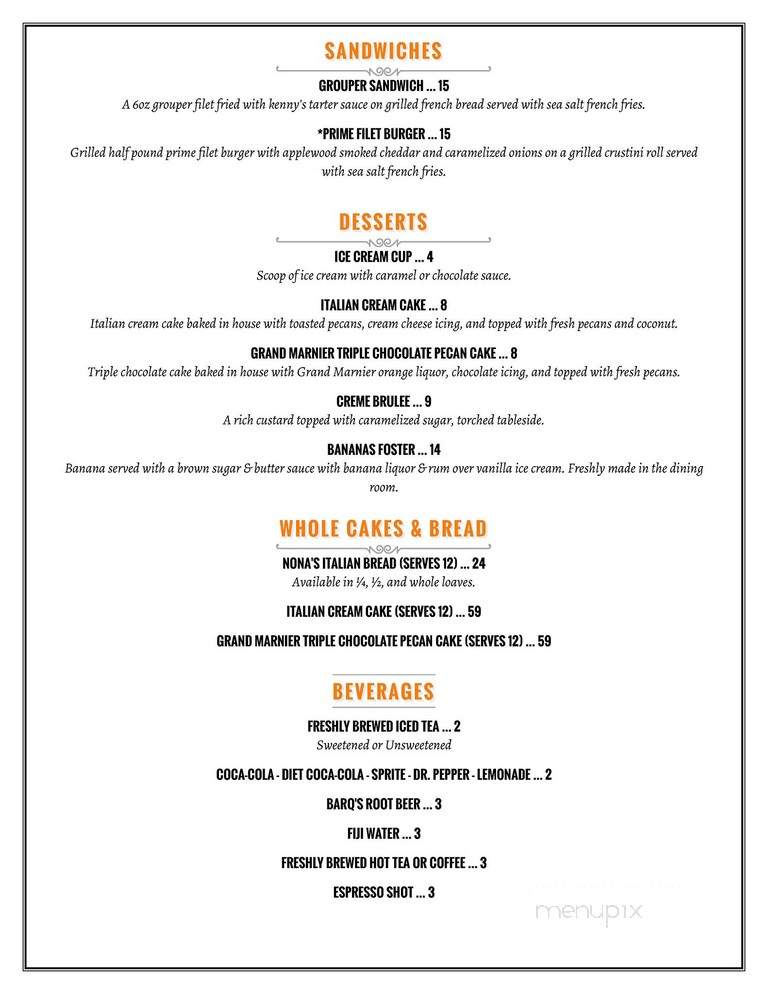 Kenny Ward's - Ocean Springs, MS menu_pic