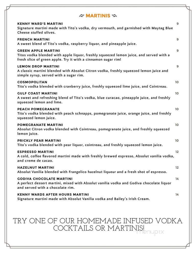 Kenny Ward's - Ocean Springs, MS menu_pic