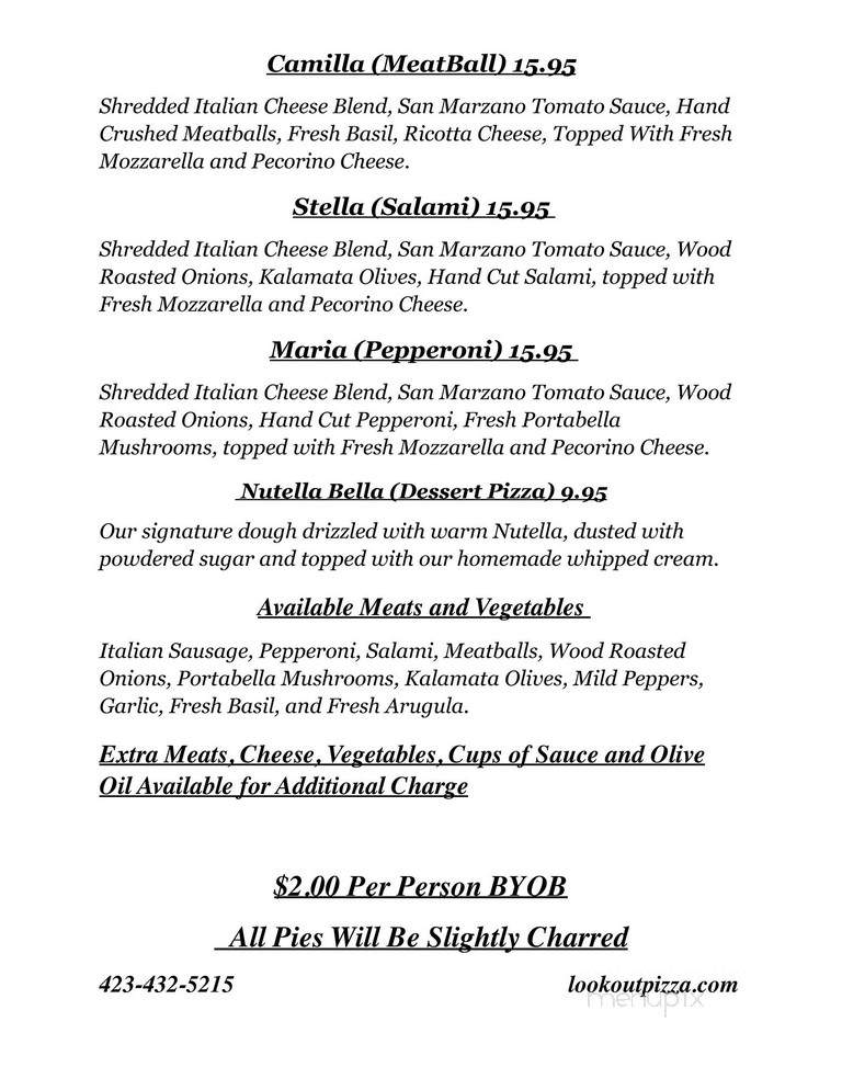 Lookout Mountain Pizza Company - Rising Fawn, GA menu_pic