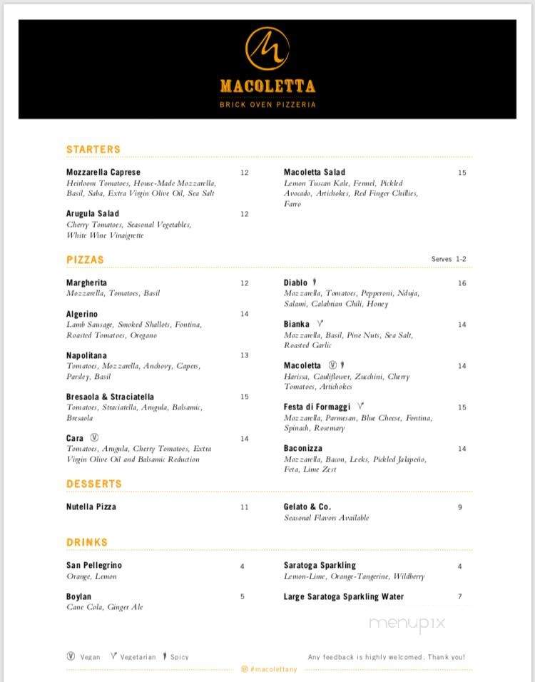 Macoletta - New York, NY menu_pic