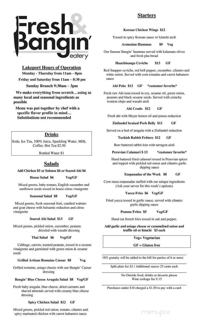 Fresh & Bangin' Lakeport - Lakeport, CA menu_pic