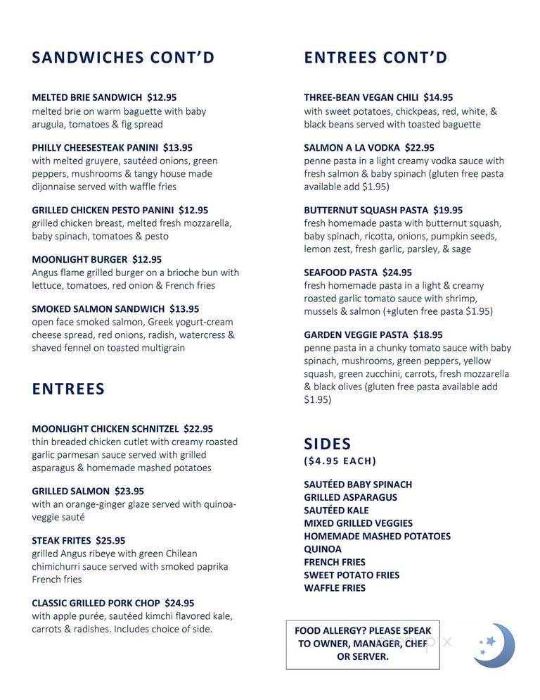 Moonlight On The Ave - Mamaroneck, NY menu_pic