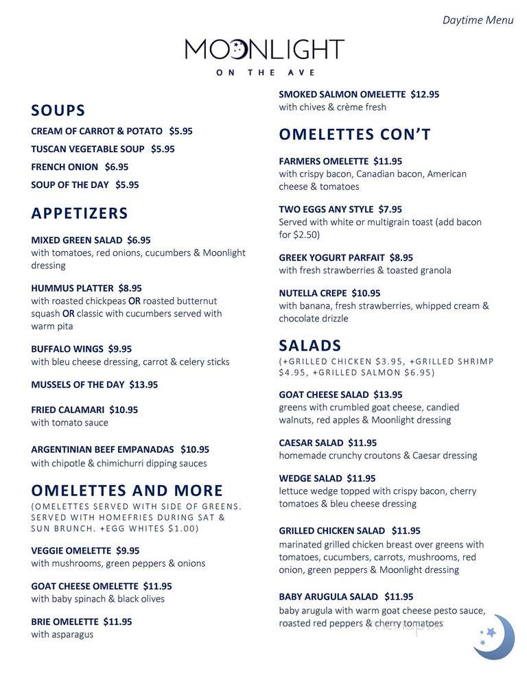 Moonlight On The Ave - Mamaroneck, NY menu_pic