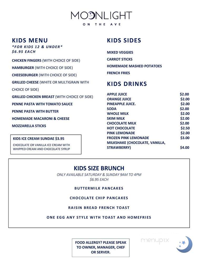 Moonlight On The Ave - Mamaroneck, NY menu_pic