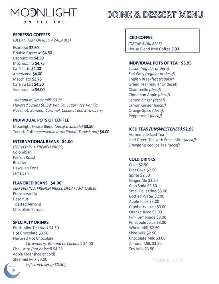Moonlight On The Ave - Mamaroneck, NY menu_pic