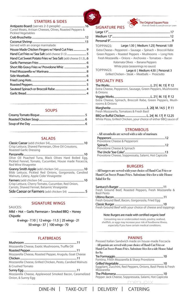 Santucci's Original Square Pizza - Philadelphia, PA menu_pic