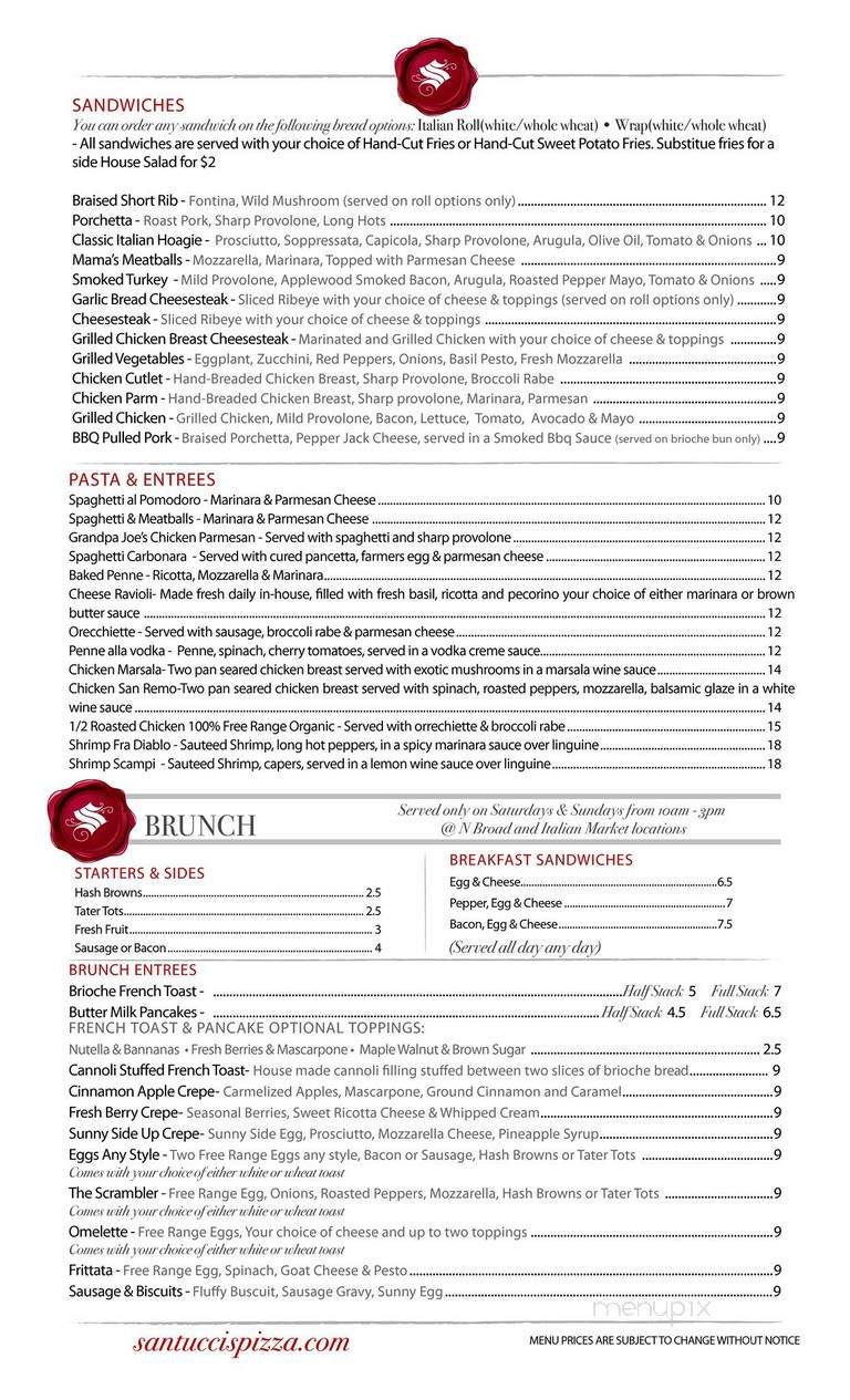Santucci's Original Square Pizza - Philadelphia, PA menu_pic