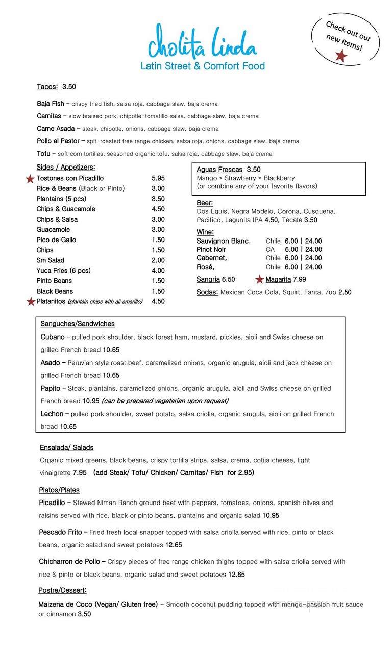 Cholita Linda - Alameda, CA menu_pic