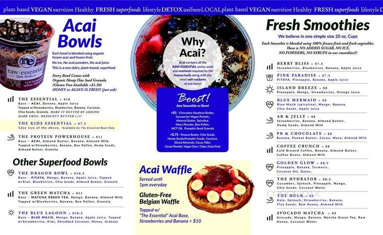 Raw Essential Juice Bar - Wilmington, DE menu_pic