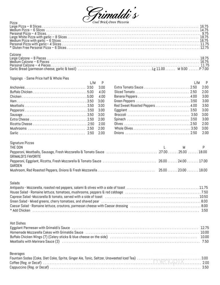 Grimaldi's - Verona, NJ menu_pic
