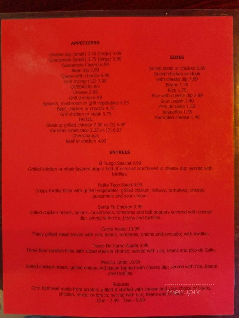 El Fuego Restaurante - Nashville, TN menu_pic