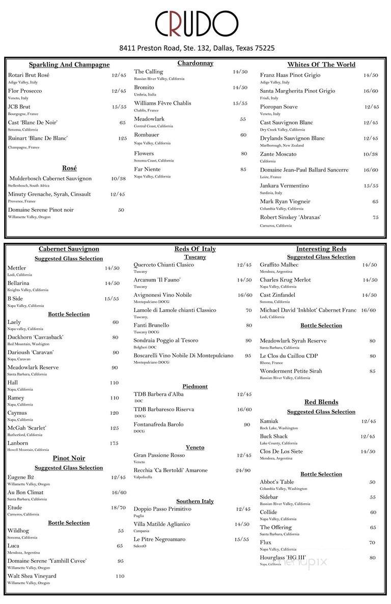 CRUDO Italian - Dallas, TX menu_pic