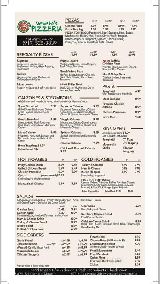 Veneto's Pizzeria - Creedmoor, NC menu_pic