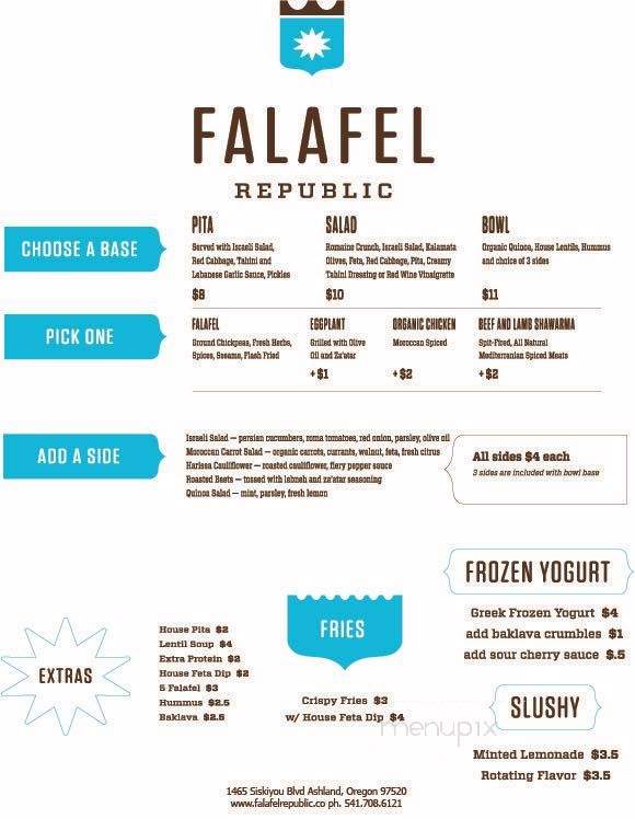 Falafel Republic - Ashland, OR menu_pic