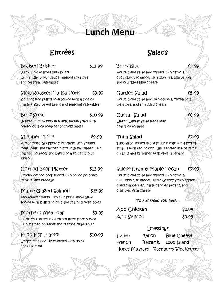 Sugar Maple Cafe - Owego, NY menu_pic