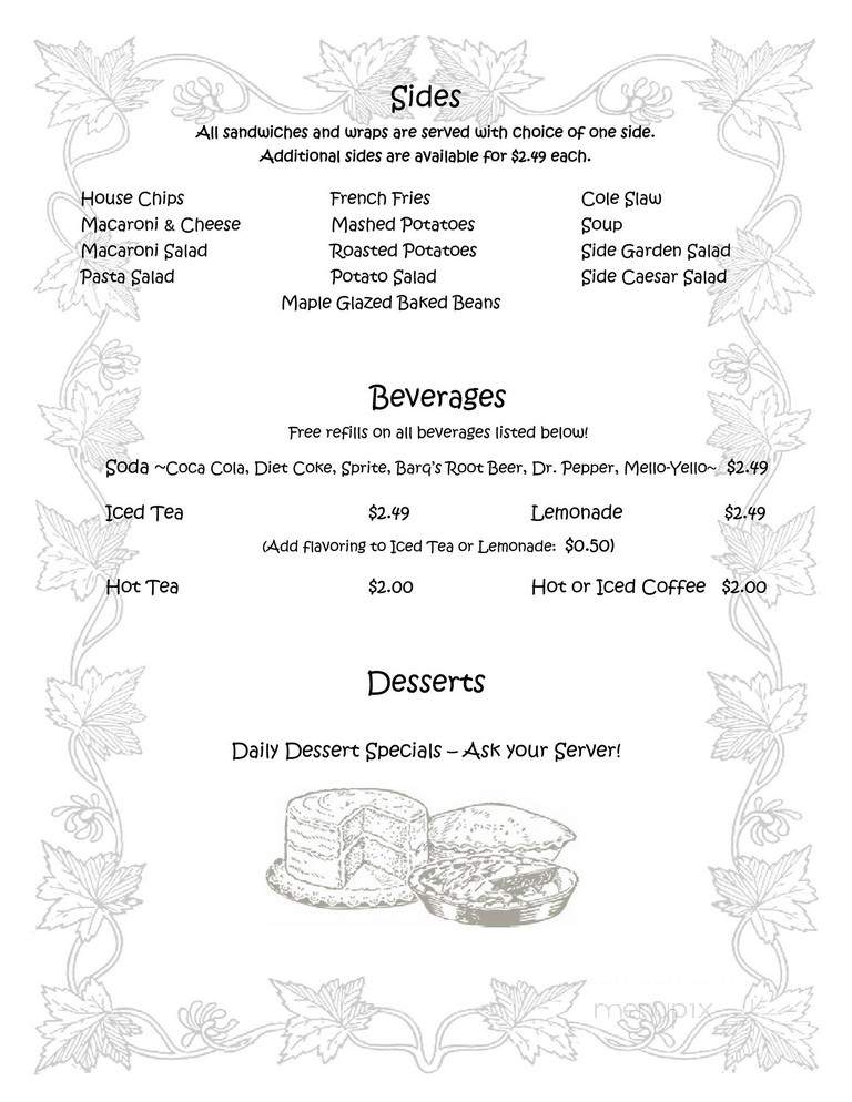 Sugar Maple Cafe - Owego, NY menu_pic