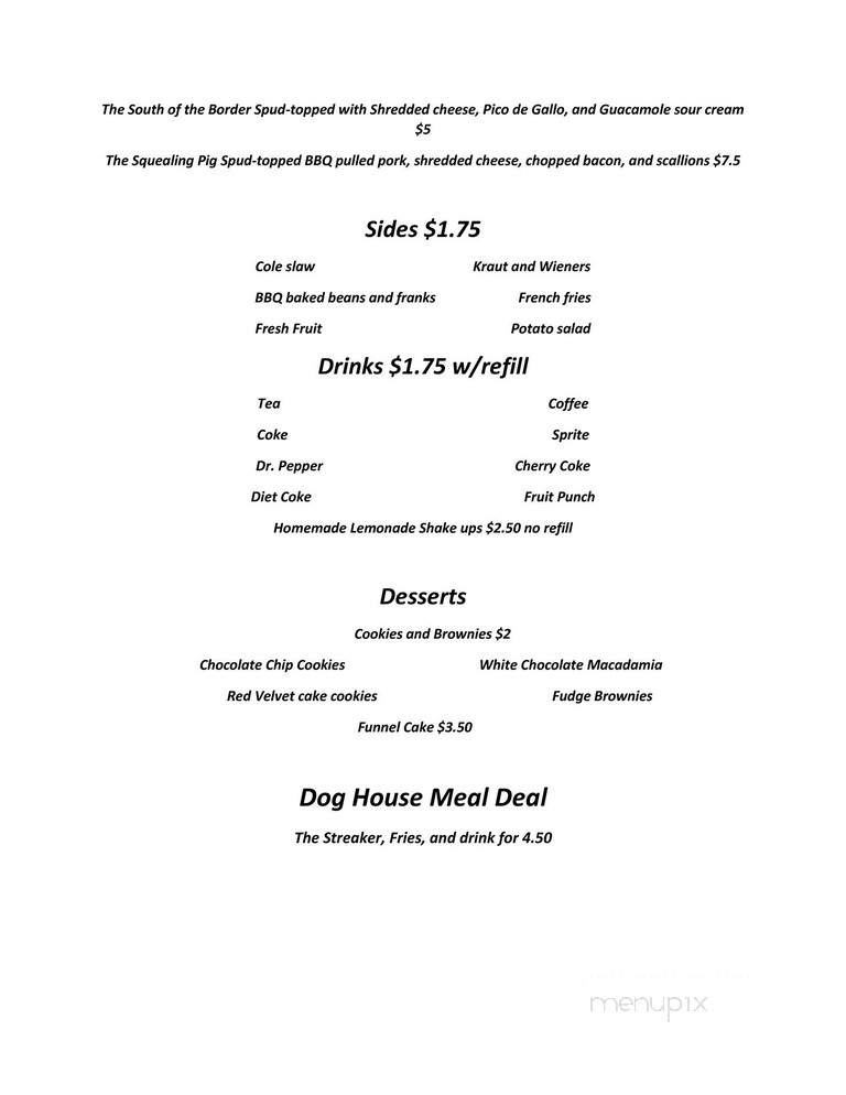The Dog House - Greeneville, TN menu_pic
