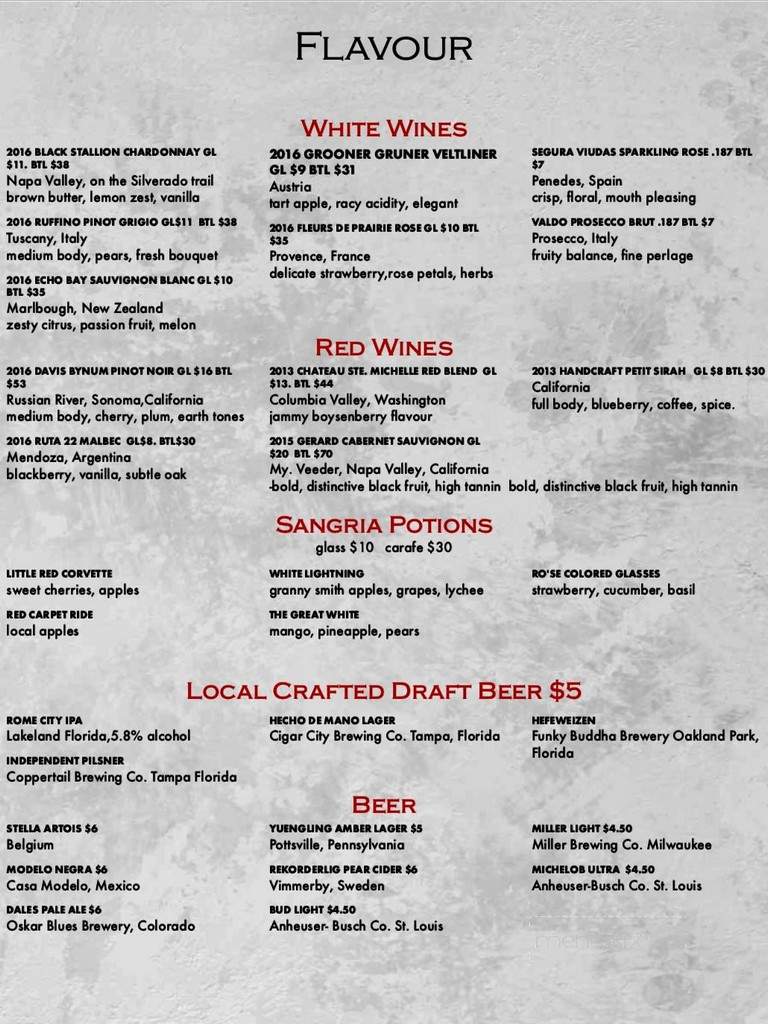 Flavour Kitchen & Wine Bar - Cocoa Beach, FL menu_pic