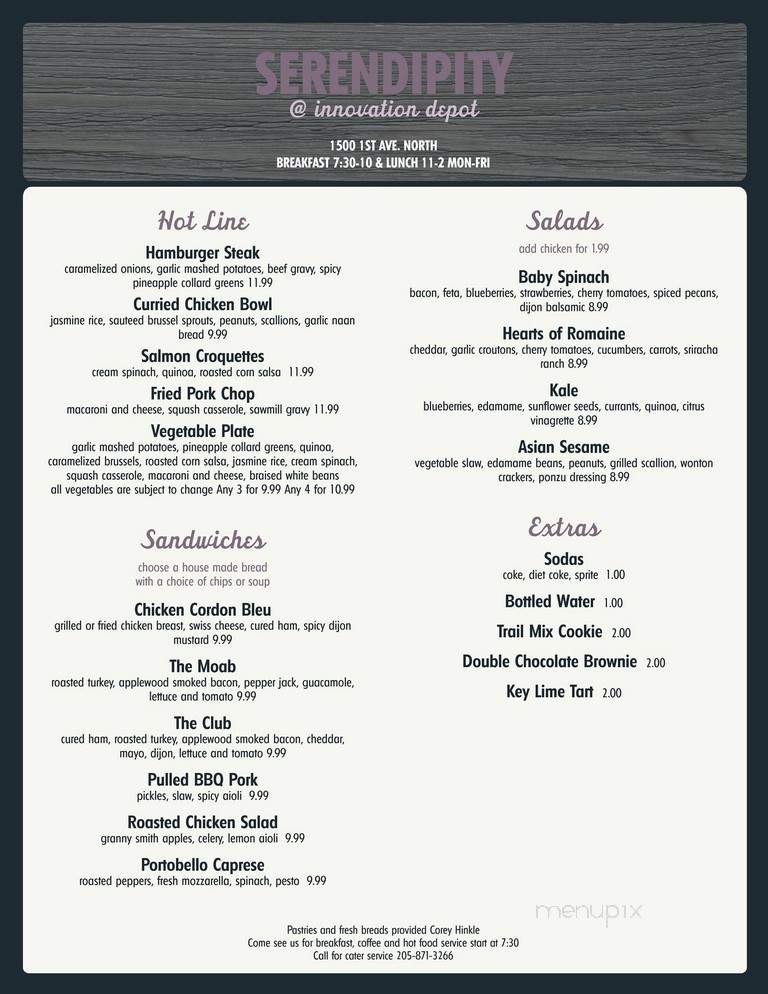 Serendipity - Birmingham, AL menu_pic