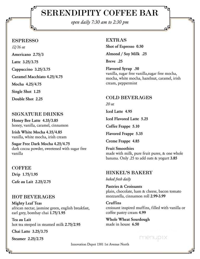 Serendipity - Birmingham, AL menu_pic