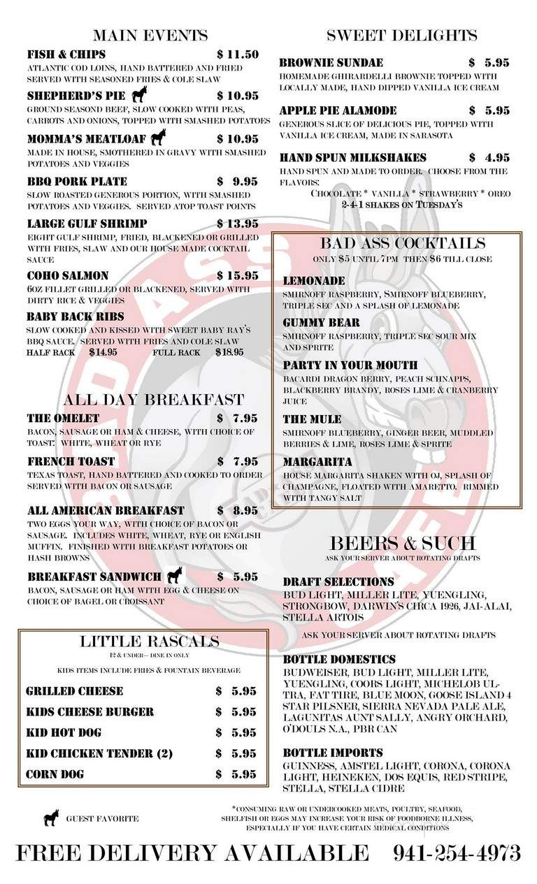 Bad Ass Cafe - Bradenton, FL menu_pic