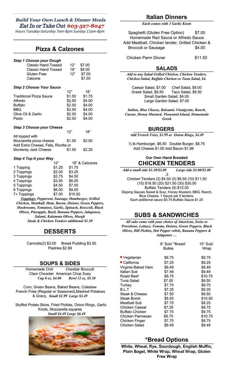 Gilmanton Cafe - Gilmanton, NH menu_pic