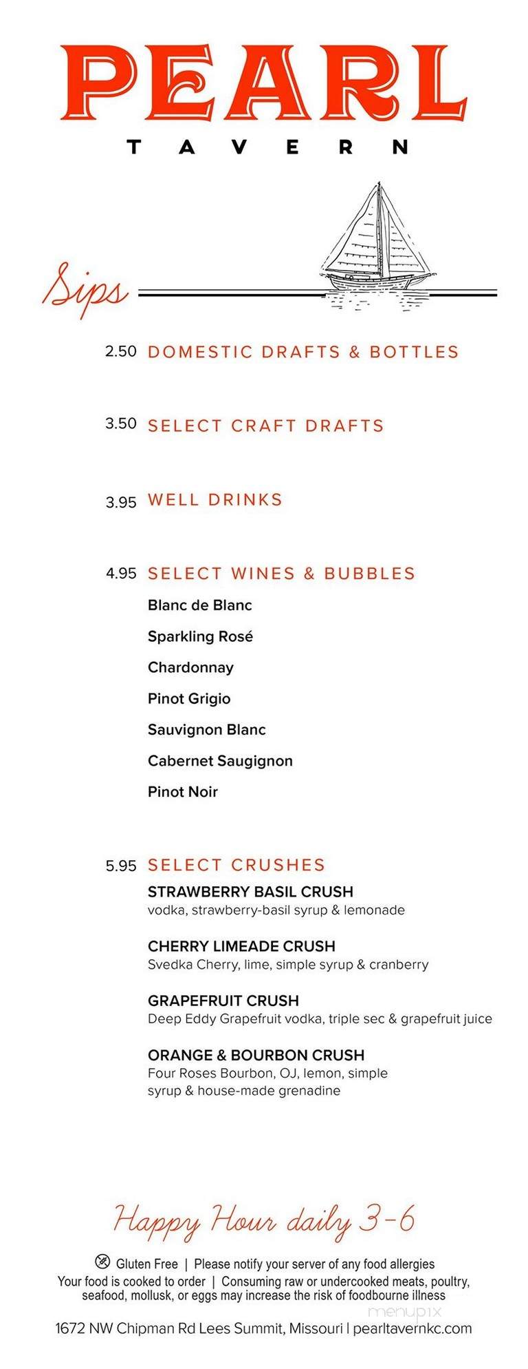 Pearl Tavern - Lee's Summit, MO menu_pic