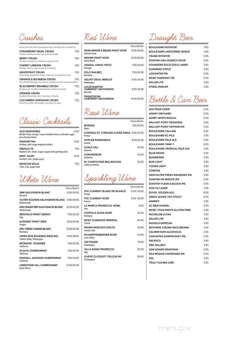 Pearl Tavern - Lee's Summit, MO menu_pic